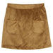 Brown suede skirt with two front pockets on a white background