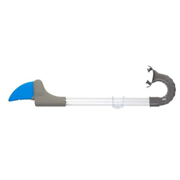Snorkel with blue head and gray handle on a white background
