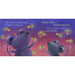 Illustration of two mice with fireflies on a purple and pink background