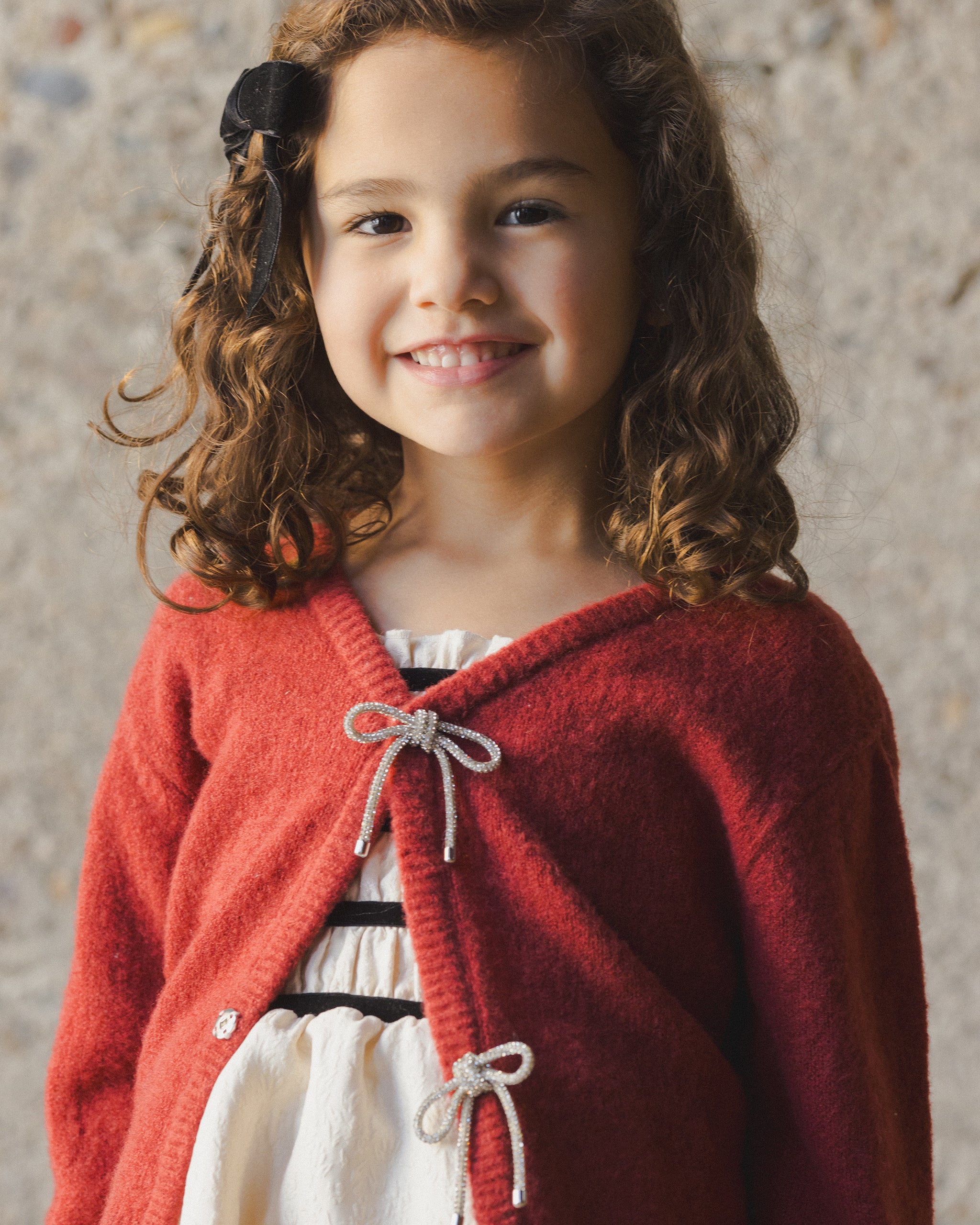 Bow Cardigan - Ruby