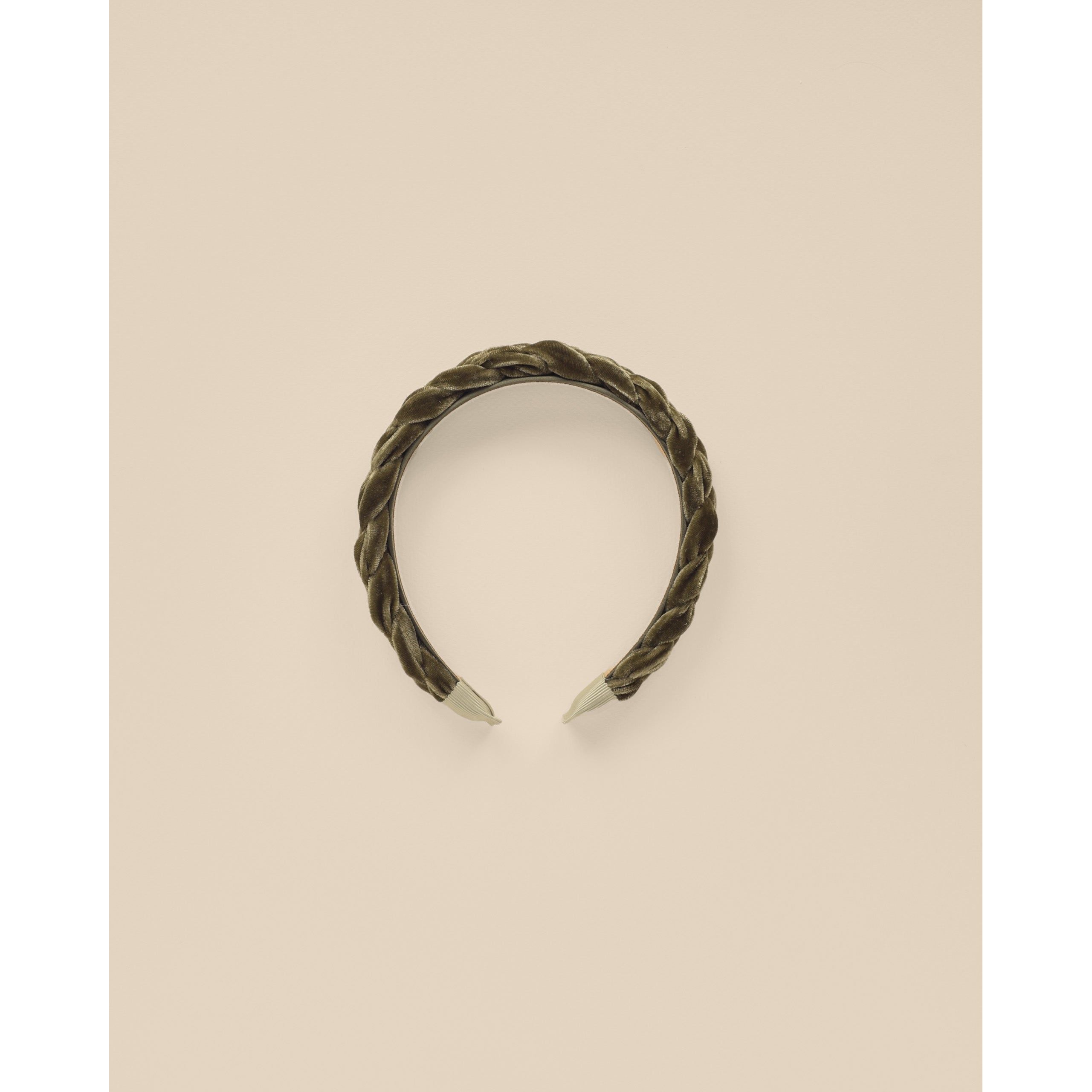 Velvet Braided Headband - Olive