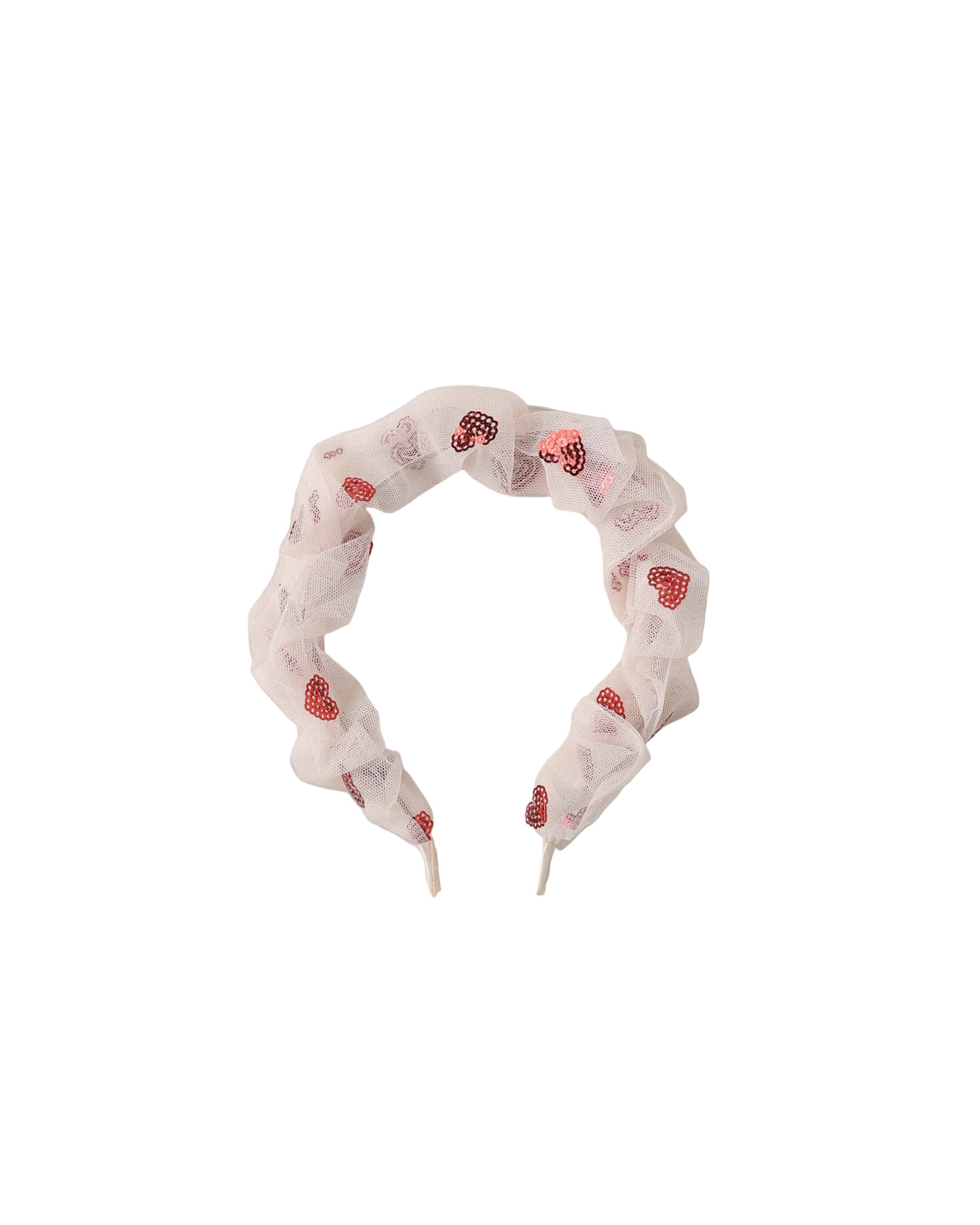 Gathered Headband - Red Hearts