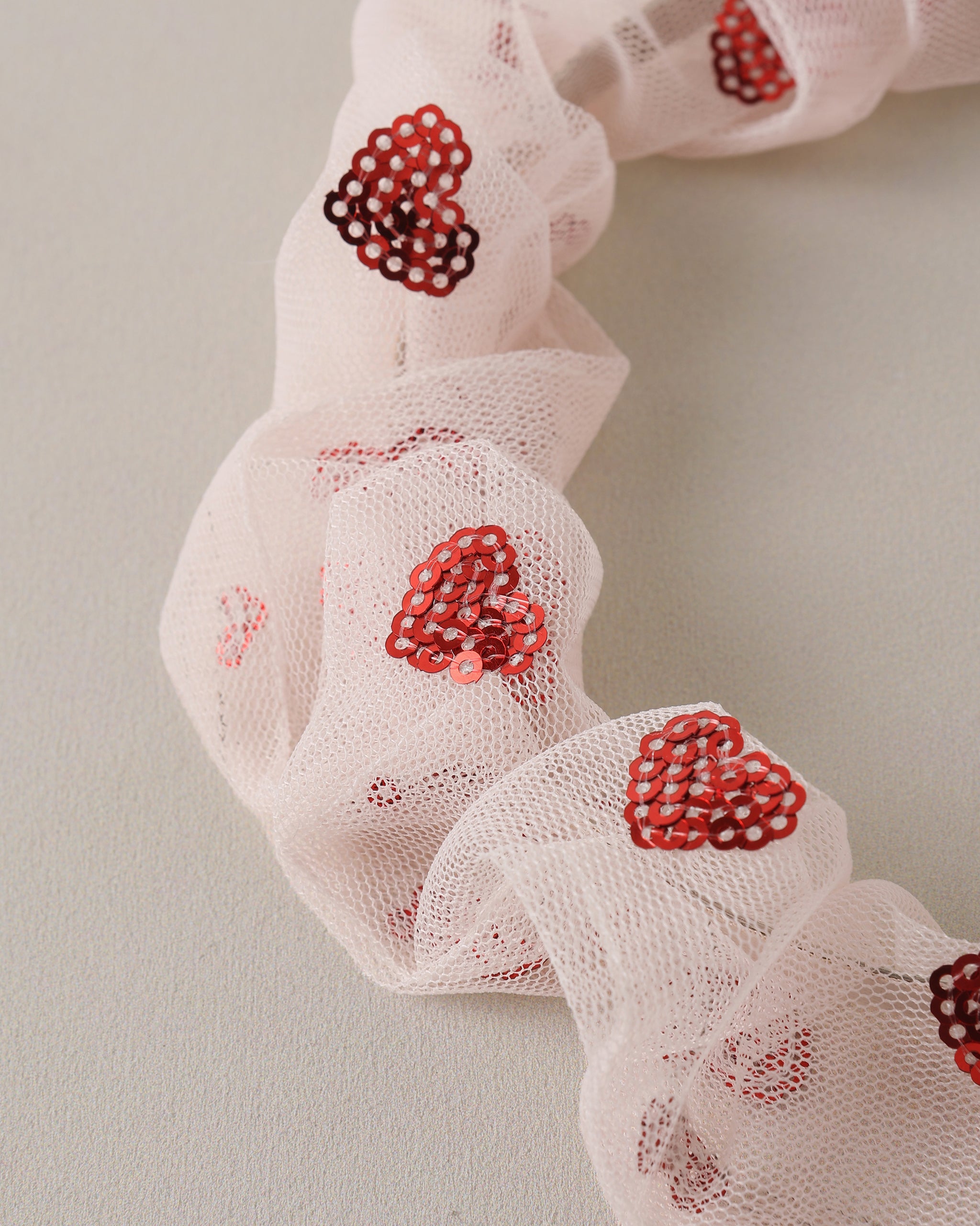 Gathered Headband - Red Hearts