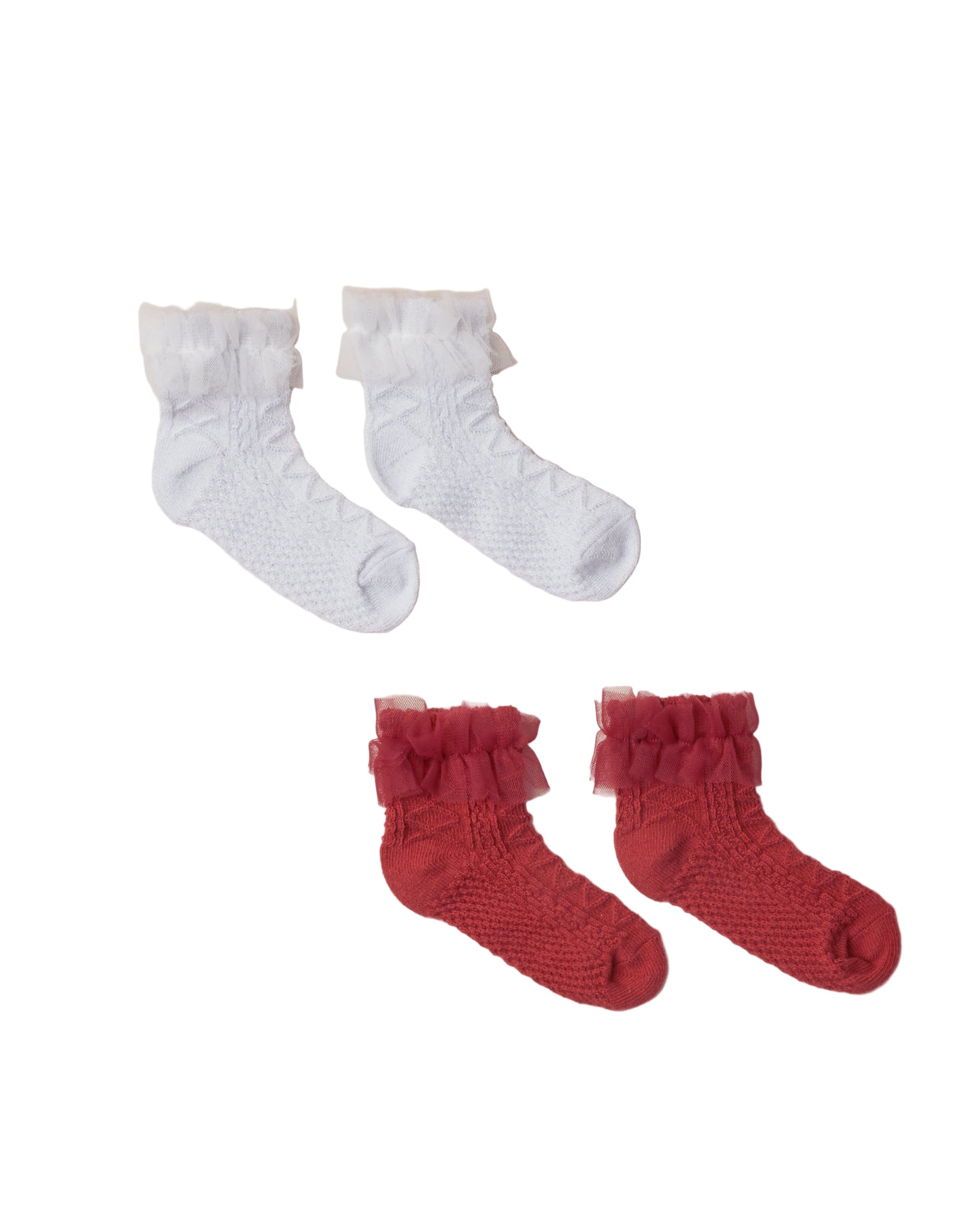 Ruffle Socks - Ruby/Silver Shimmer