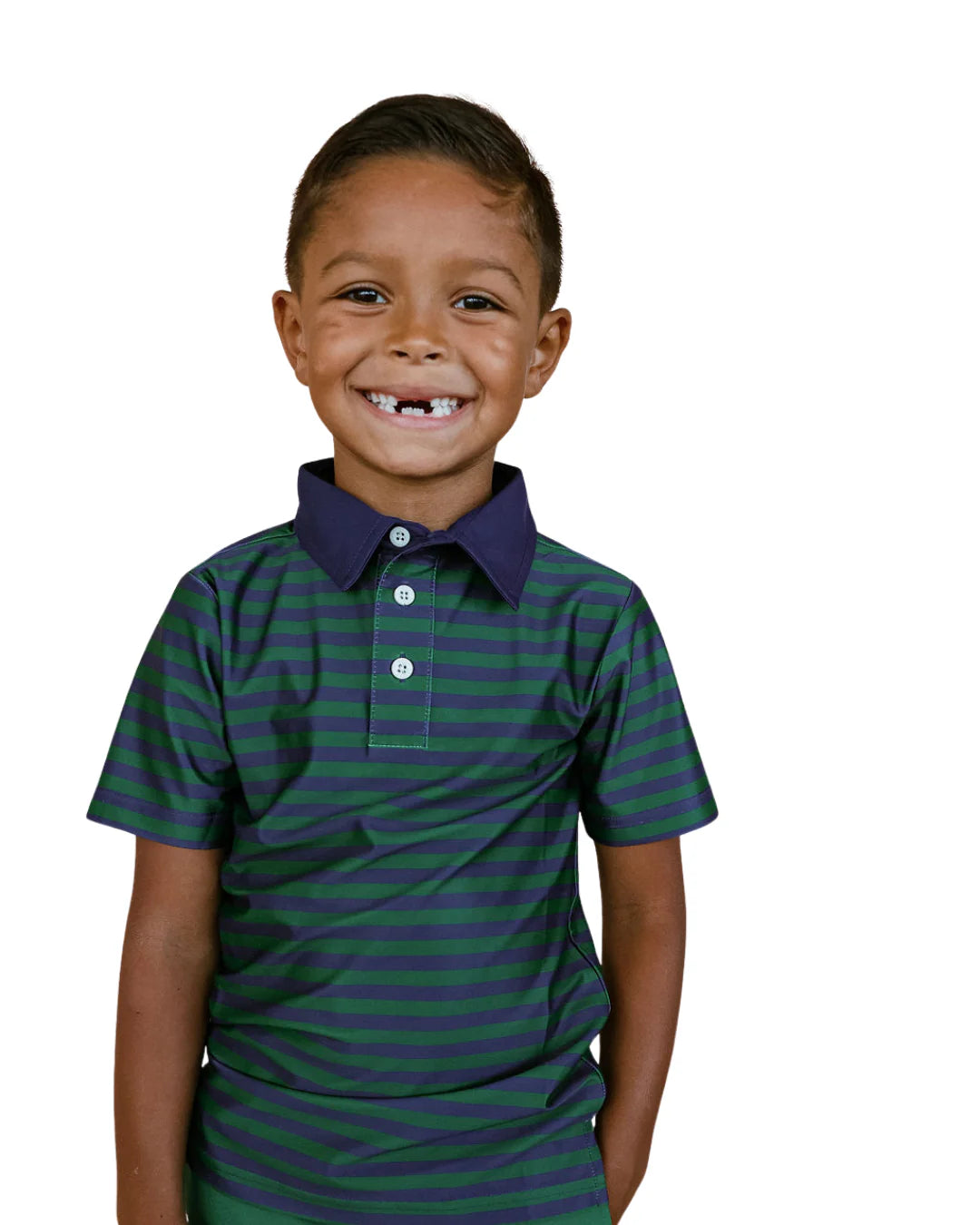 Polo Shirt - Navy/Dark Green QB Stripe