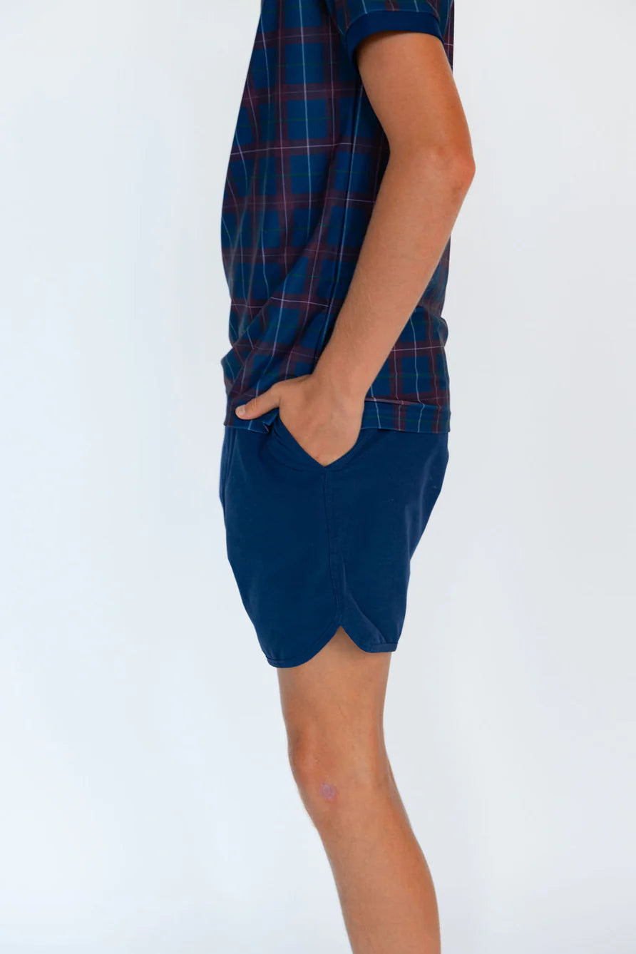 Boy in navy short