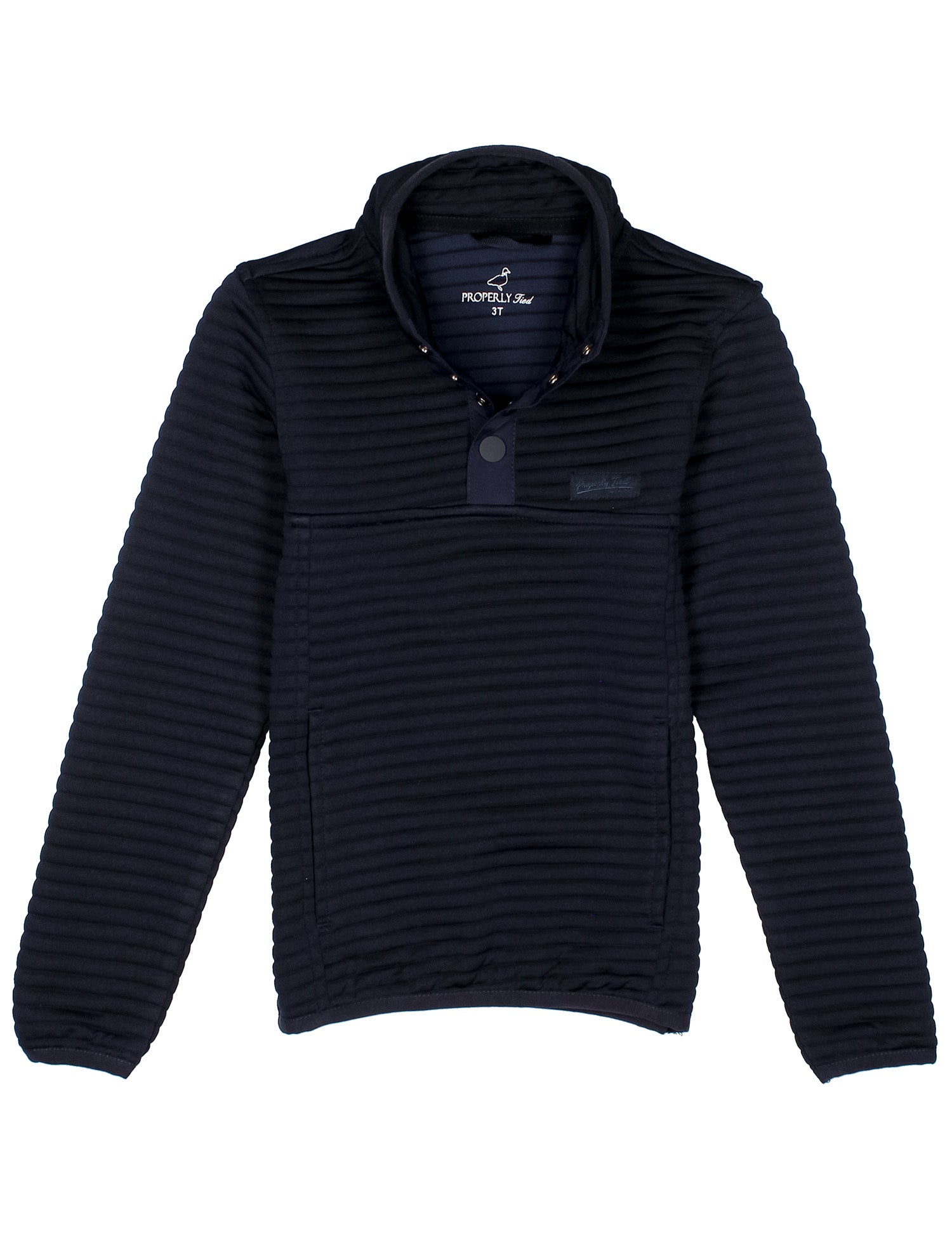 Black ribbed pullover on a white background