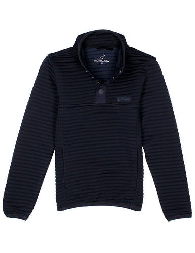 Black ribbed pullover on a white background