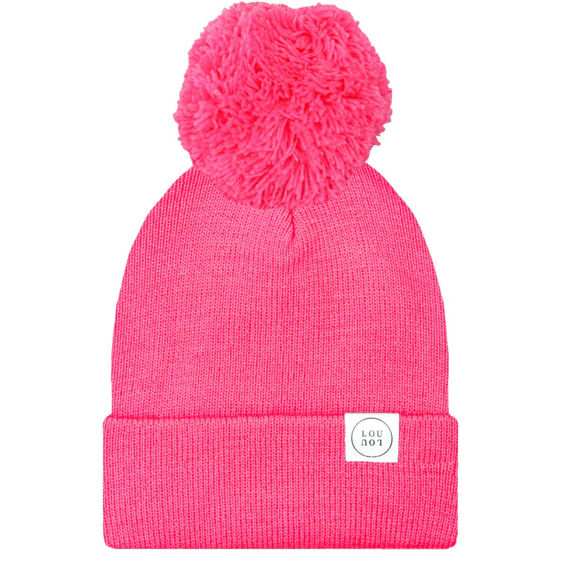 Beanie (with Pom) - Neon Pink