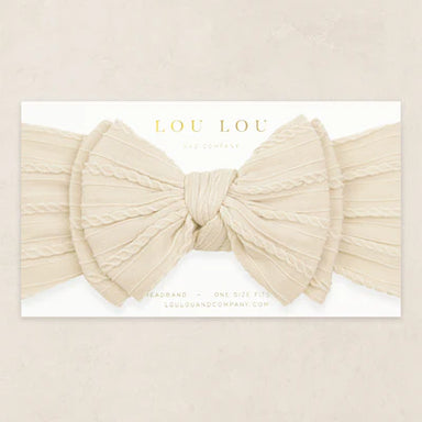 Beige colord cable knit bow headband