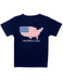 Performance tee with American Flag shaped USA on the back.