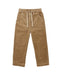 Brown corduroy pants with a drawstring on a white background