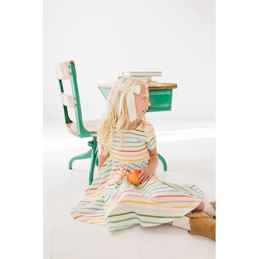 Classic Twirl Dress - Primary Stripe