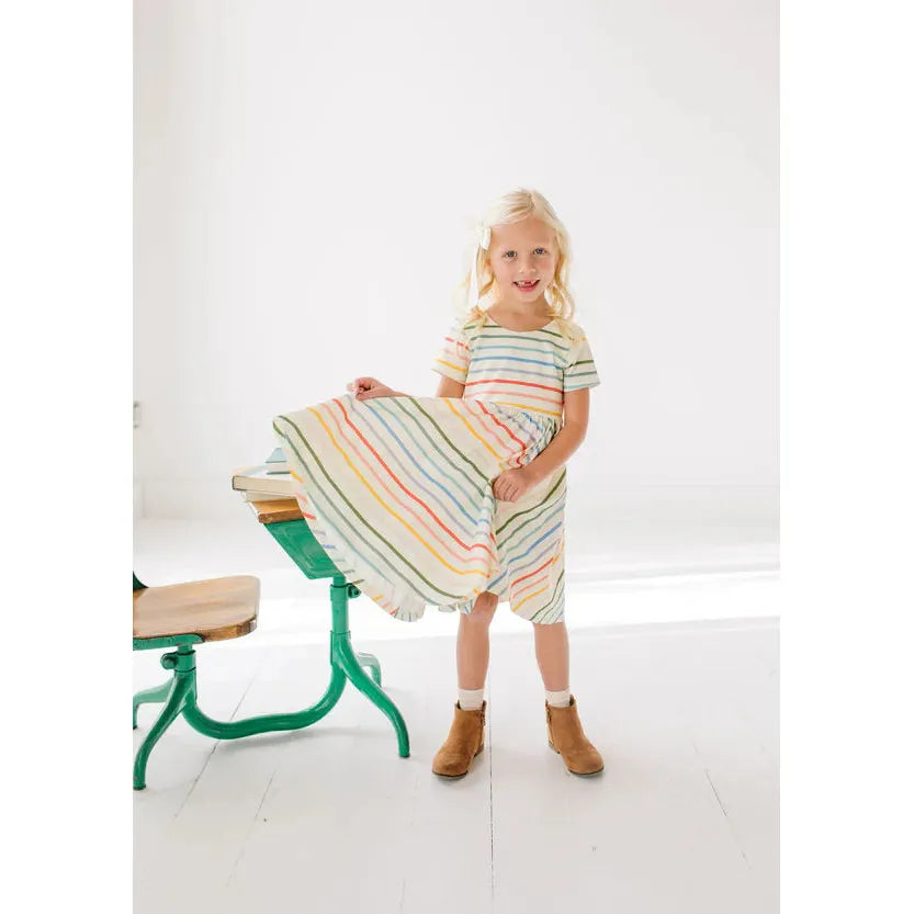 Classic Twirl Dress - Primary Stripe