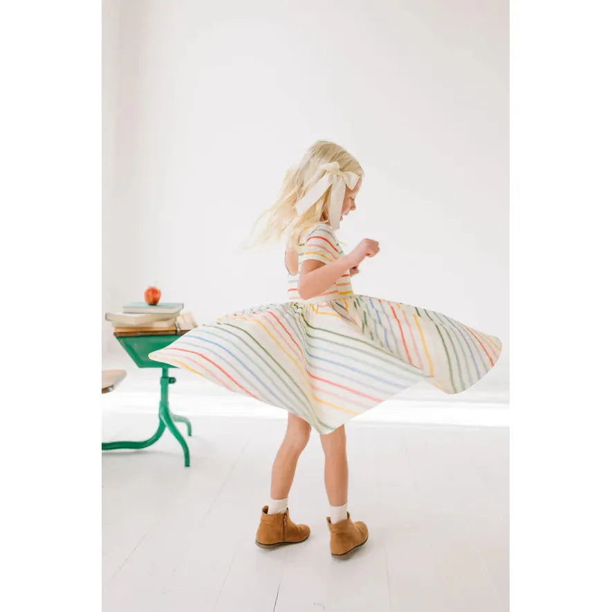 Classic Twirl Dress - Primary Stripe