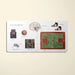 Illustrated book page about basketball with various elements on a beige background