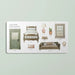 Illustrated book page showing furniture and home decor items with labels on a light green background.