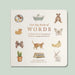 Book titled 'Our Big Book of Words' with illustrations on a light green background