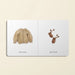 Illustration of a sweater and mittens on a book page with labels.
