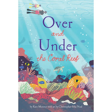 Book cover of 'Over and Under the Coral Reef' with underwater scene and scuba divers.
