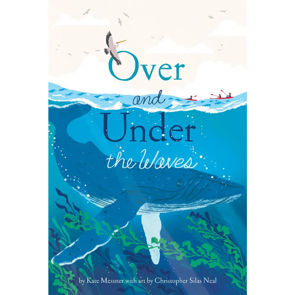 Book cover of 'Over and Under the Waves' with a whale, birds, and water illustration.