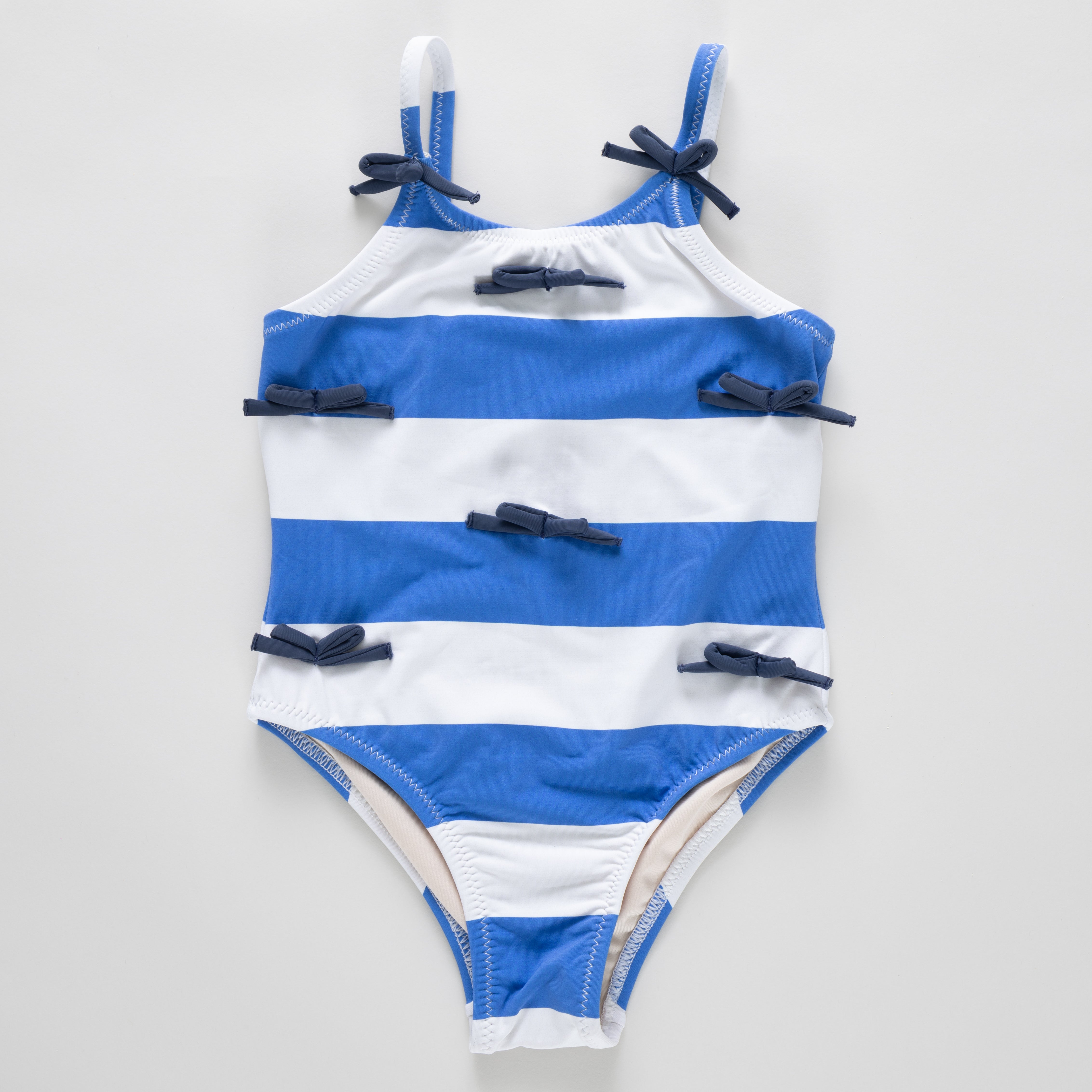 Lottie Bow Suit - Wide Blue Stripe