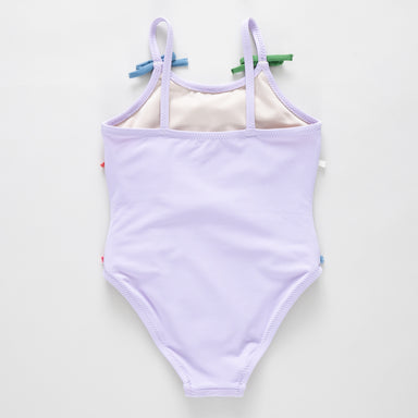 Lavender swimsuit on a white background