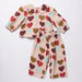 Pink Chicken baby girls two piece outfit with a Peter Pan collar and pintuck detail on a pink heart print top with coordinating pants
