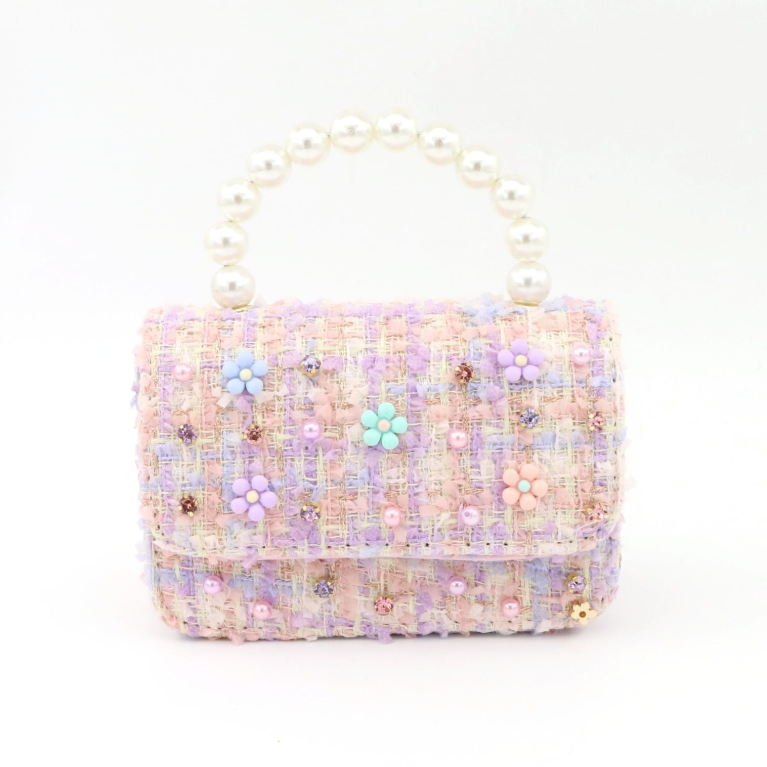 Tweed Purse - Multi Flower