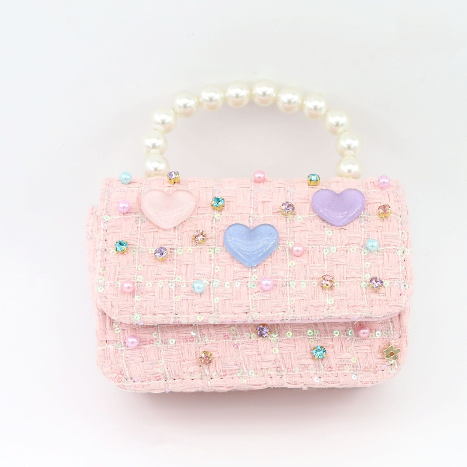 Tweed Purse - Pastel Hearts