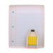 Tray with lined paper and a colorful pencil-shaped smaller tray on a white background