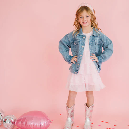 Denim Jacket - Pearl Heart Patch