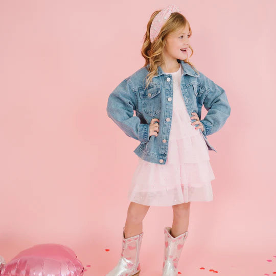 Denim Jacket - Pearl Heart Patch