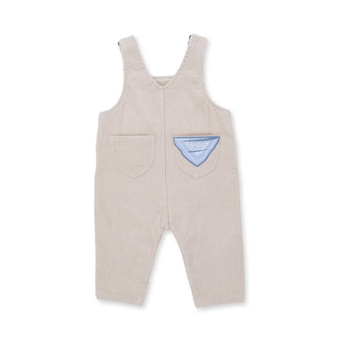 Beige overalls with a blue pocket on a white background