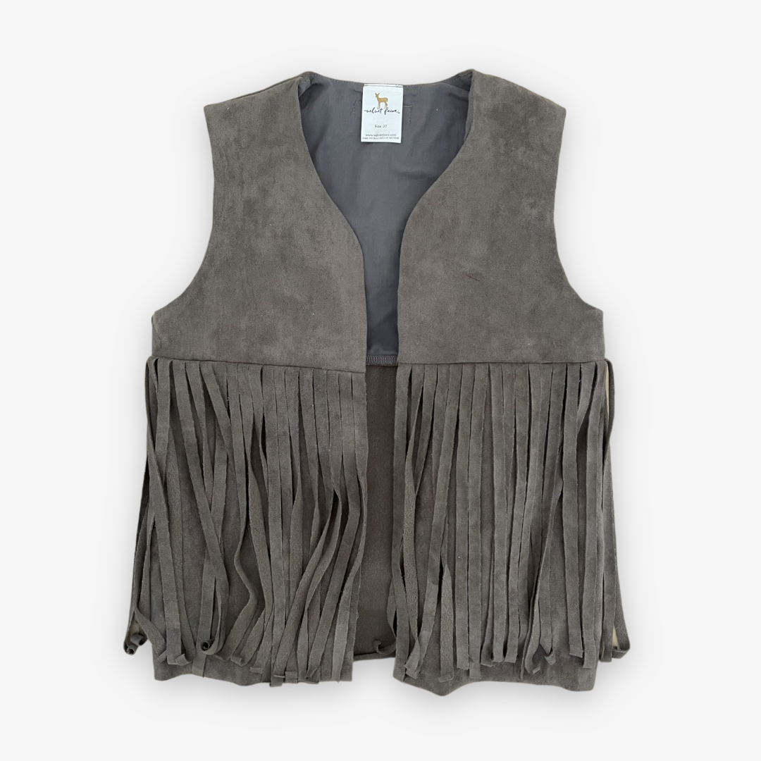 dark gray fringe suede vest