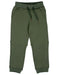 Olive green sweatpants with an elastic waistband, matching drawstrings, and ribbed ankle cuffs, shown flat on a white background.