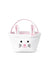 White bunny face basket with pink ears on a white background
