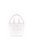 White tote bag with pink handles and 'Madeline' embroidery on a white background