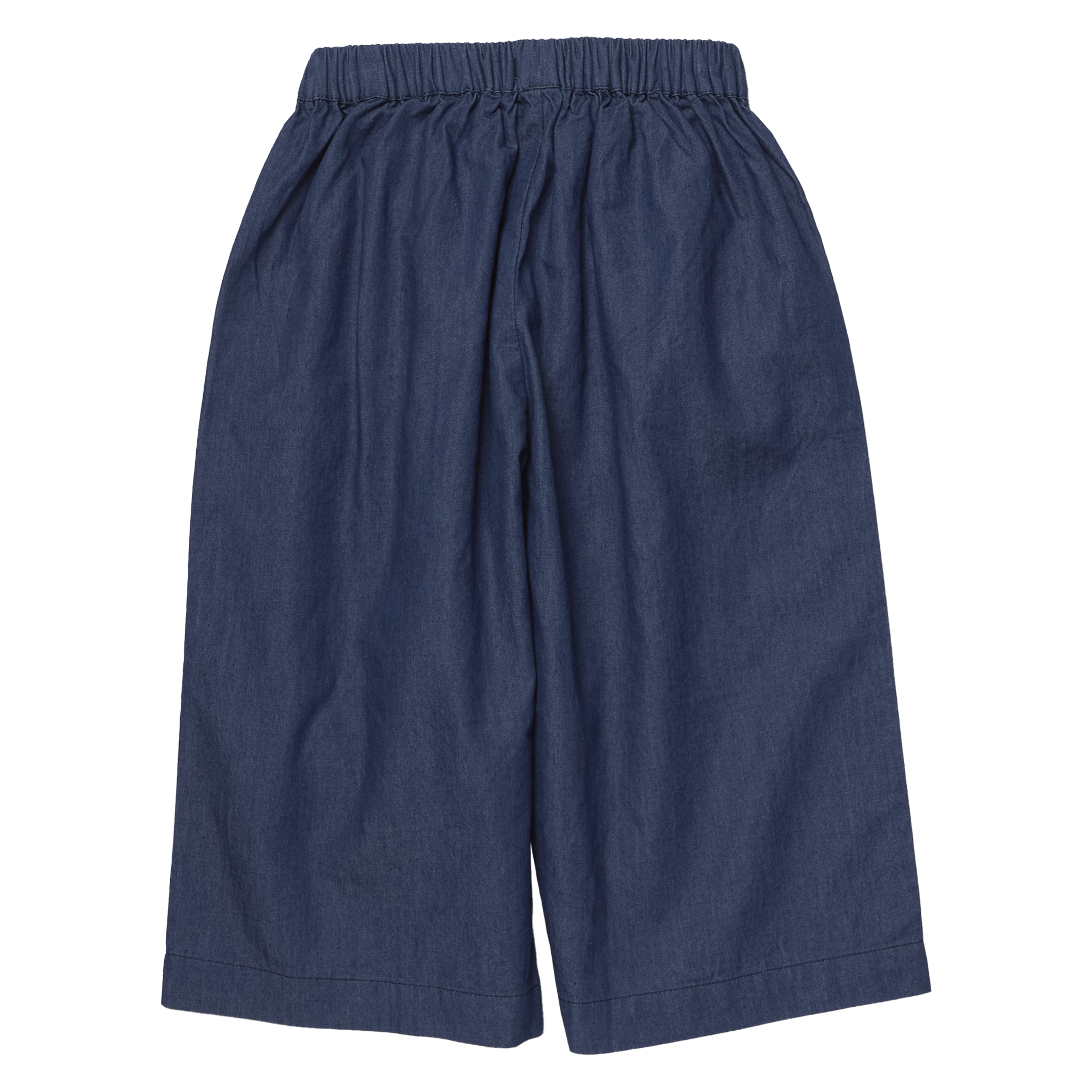 A pair of dark navy blue shorts with an elastic waistband, shown against a plain white background.