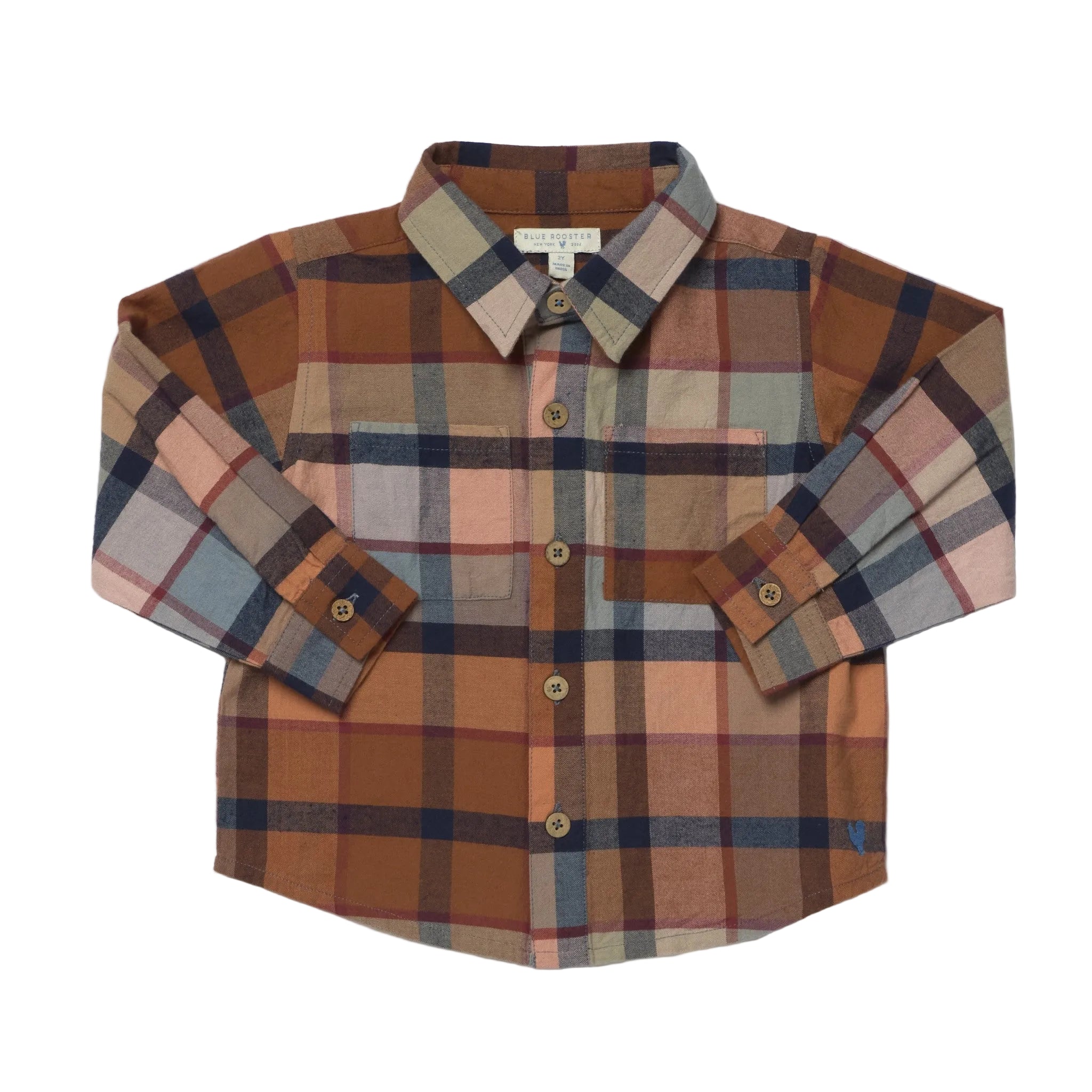 Plaid shirt with a collar on a plain background