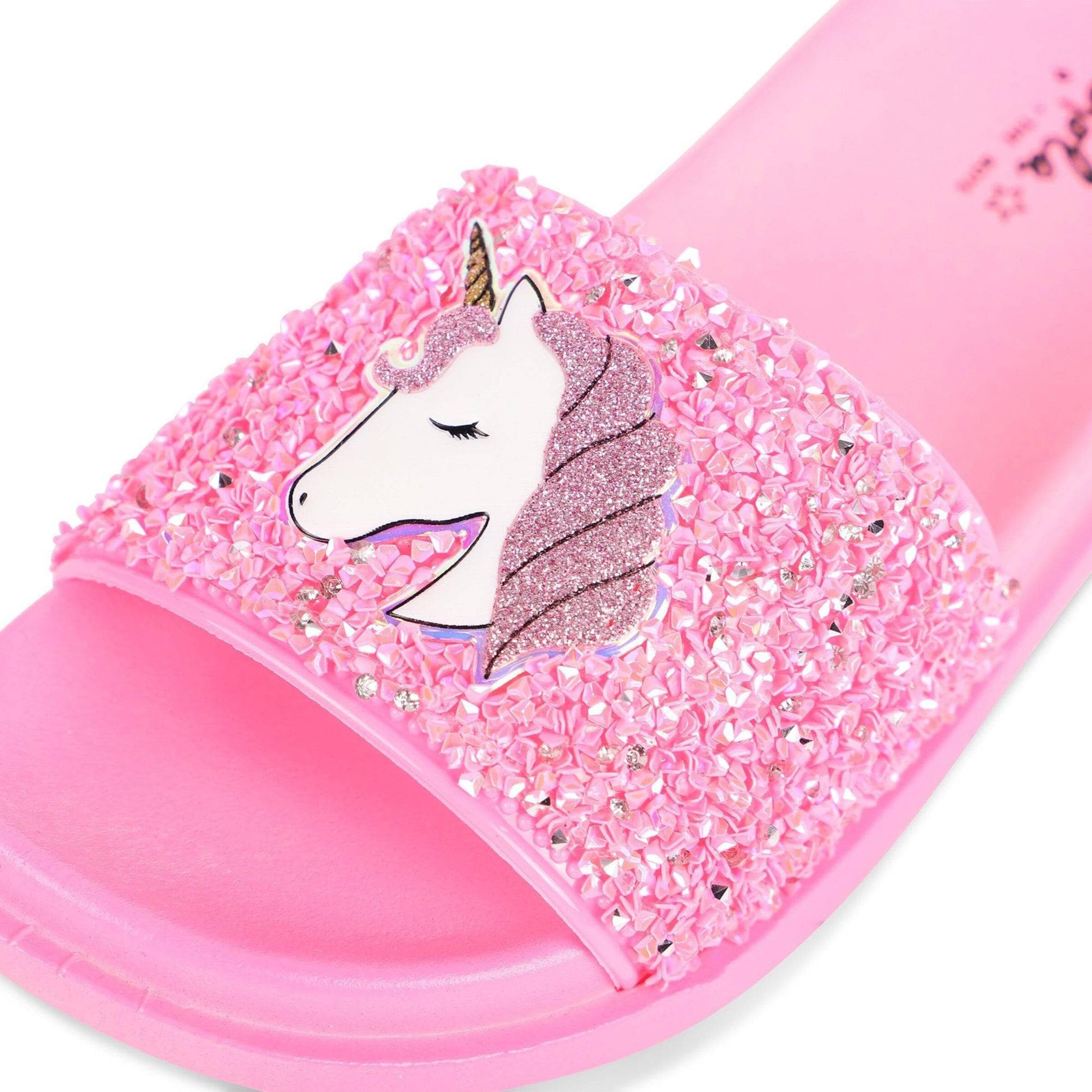 Glitter Unicorn Slides - Pink