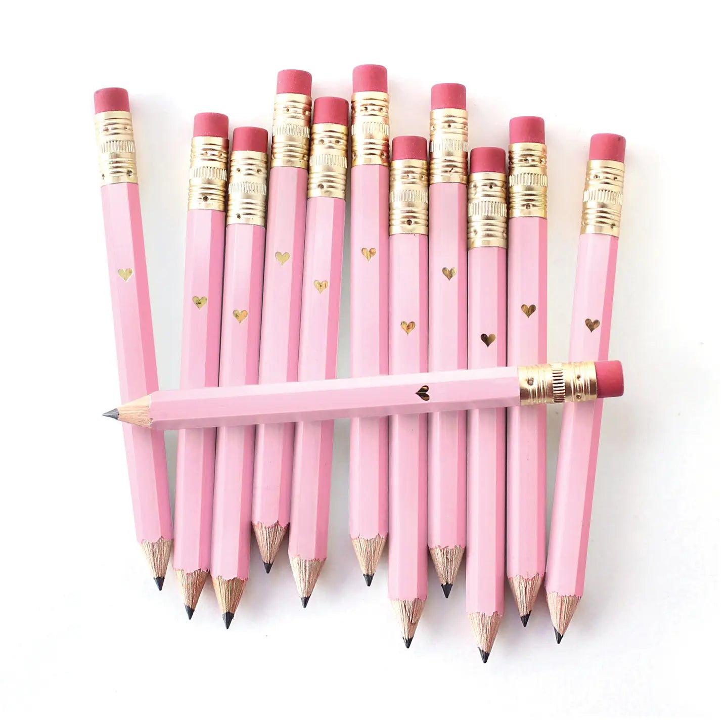 Mini Pencils - Gold Heart/Pink