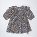 Pink Chicken blue floral girls dress featuring long sleeves layered ruffle collar details and a gently gathered skirt on a white background