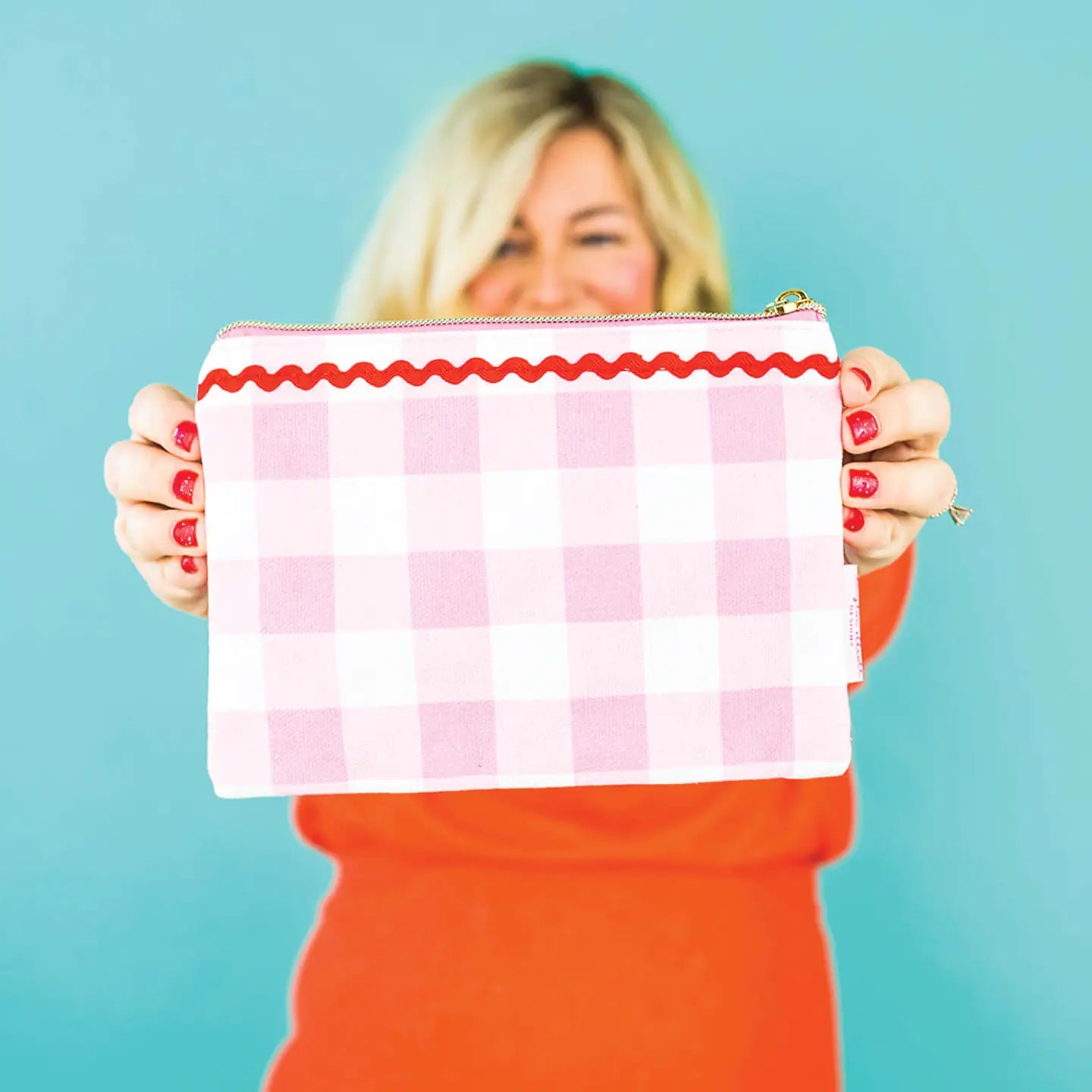 Pouch - Red + Pink Pom-Pom