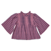 Pink and blue checkered blouse on a white background