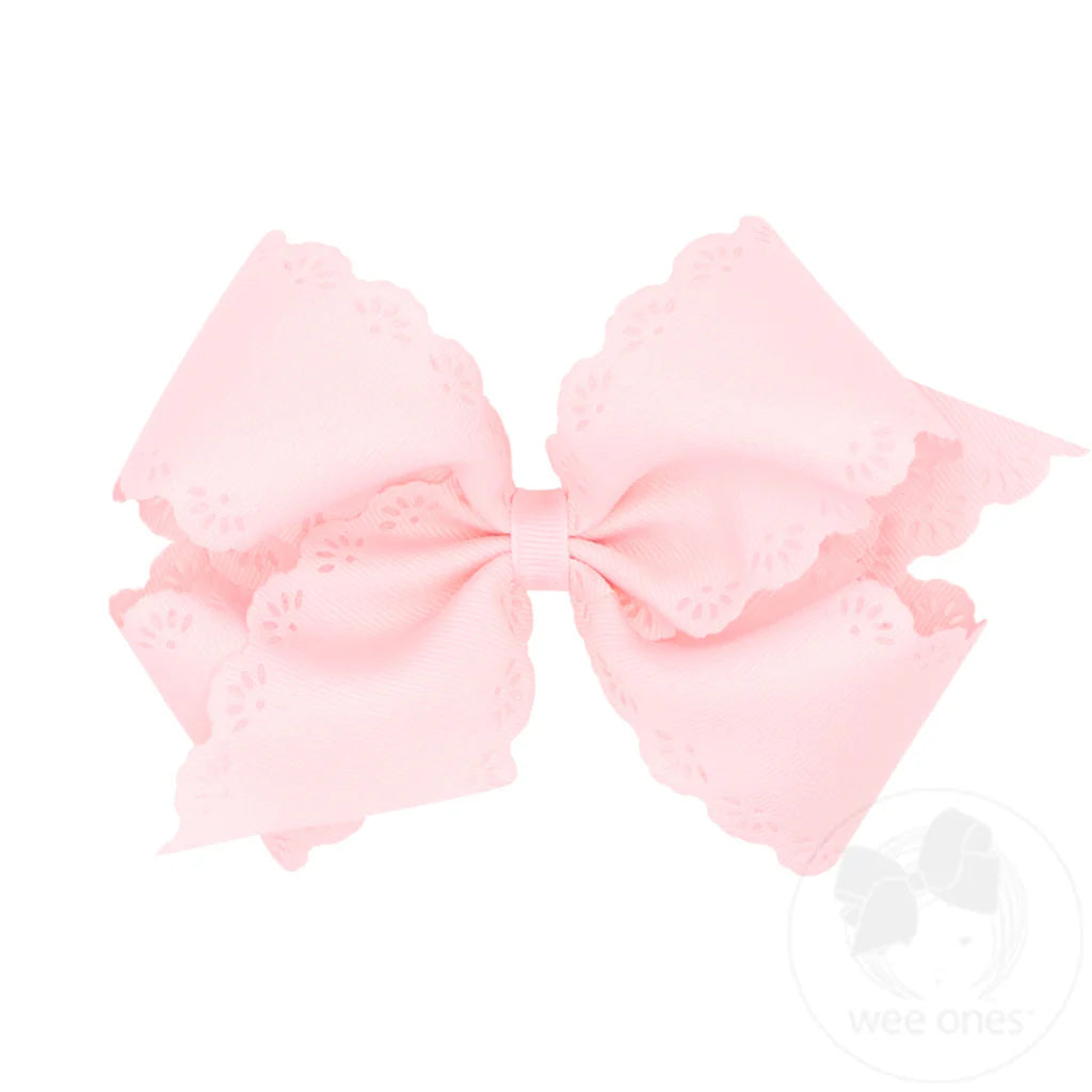 Grosgrain Bows - Power Pink Eyelet
