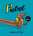 Book cover of 'Pretzel' with a cartoon dachshund and blue background