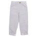 light grey lightweight pants with drawstring waist and velcro at the ankles