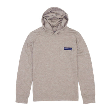 sand colored hoodie with left chest pocket