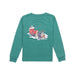 long sleeve green tee with santas sleigh and dogs with reindeer antlers